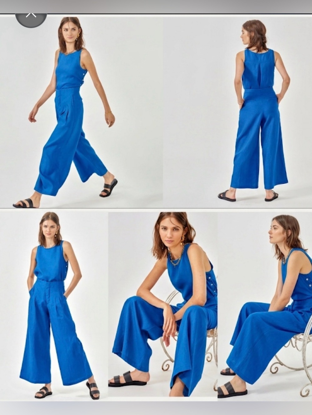 Lanhtropy Culotte Linen 100%  Pants in Deep Blue , size M